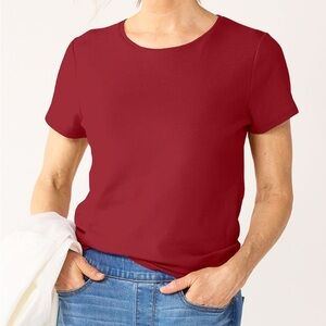 Plus Size Croft & Barrow Burgundy Fitted Short Sleeve T-Shirt